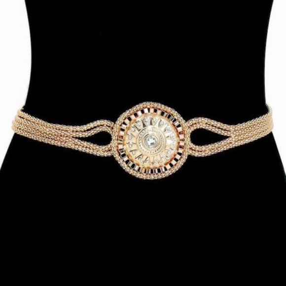 Unique Medallion Crystal Modern Chain Belt - Picture 1 of 3